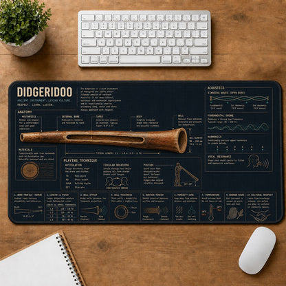 Didgeridoo Musical Instrument Blueprint Guide Desk Mat | 5To9Vibe