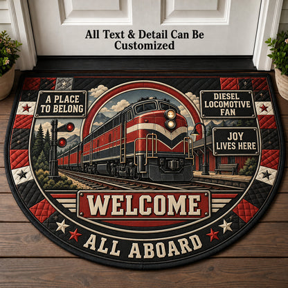 Diesel Locomotive Fan Personalized Half Round Mat | 5To9Vibe