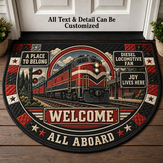 Diesel Locomotive Fan Personalized Half Round Mat | 5To9Vibe