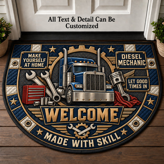 Diesel Mechanic Personalized Half Round Mat | 5To9Vibe