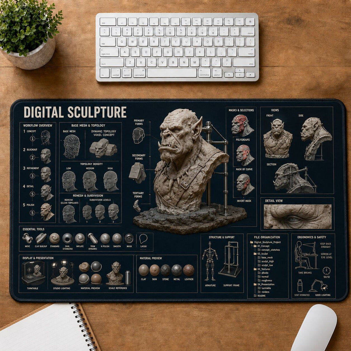 Digital Sculpture Creative Reference Guide Desk Mat | 5To9Vibe