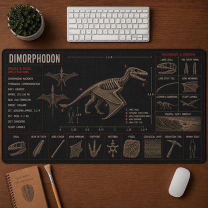 Dimorphodon Pterosaur Blueprint Desk Mat | 5To9Vibe