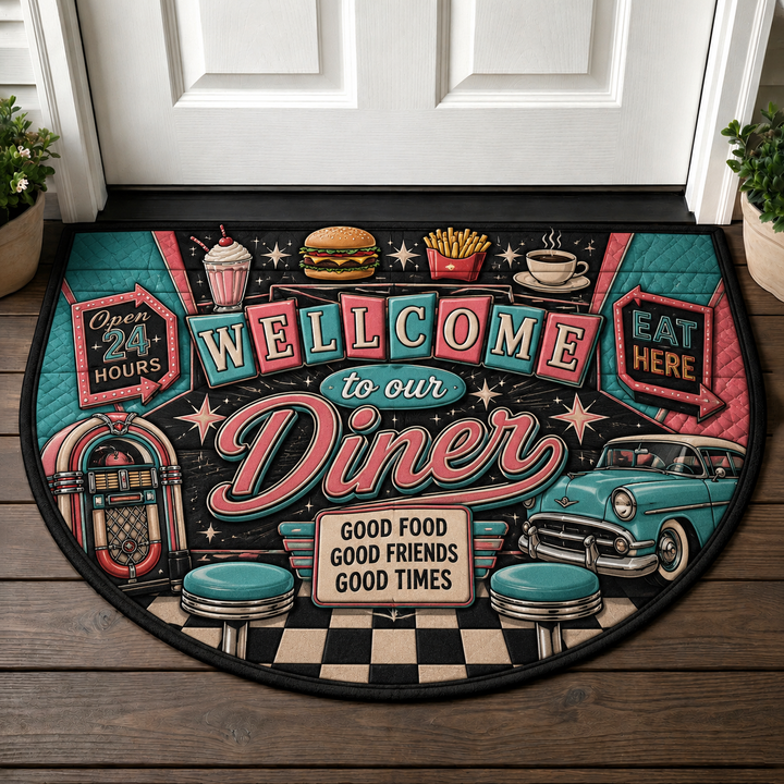 Classic Diner Welcome Mat - Retro 50s Style Kitchen Doormat - 5to9vibe