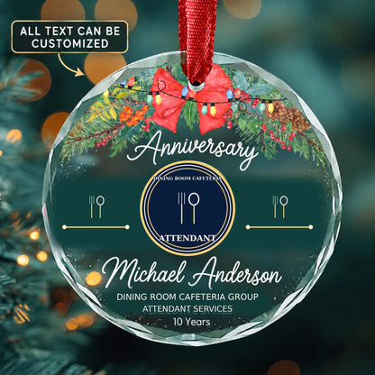Dining Room and Cafeteria Attendants and Bartender Helpers Personalized Glass Ornament | 5To9Vibe