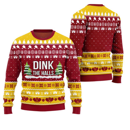 Dink the Halls Funny Pickleball Ugly Christmas Sweater