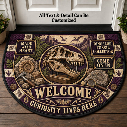 Dinosaur Fossil Collector Personalized Half Round Mat | 5To9Vibe