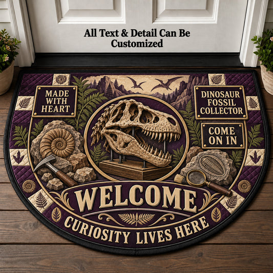 Dinosaur Fossil Collector Personalized Half Round Mat | 5To9Vibe