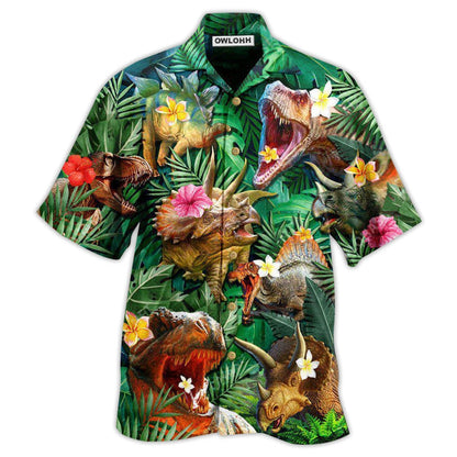 Hawaiian Shirt / Adults / S Dinosaur Aloha Style Tropical Floral - Hawaiian Shirt 