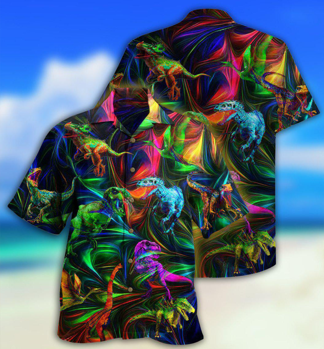 Dinosaur Amazing Love Neon Style - Hawaiian Shirt 