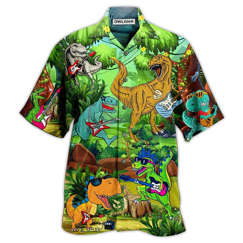 Hawaiian Shirt / Adults / S Guitar Dinosaur Play Guitar Like A Star - Hawaiian Shirt 