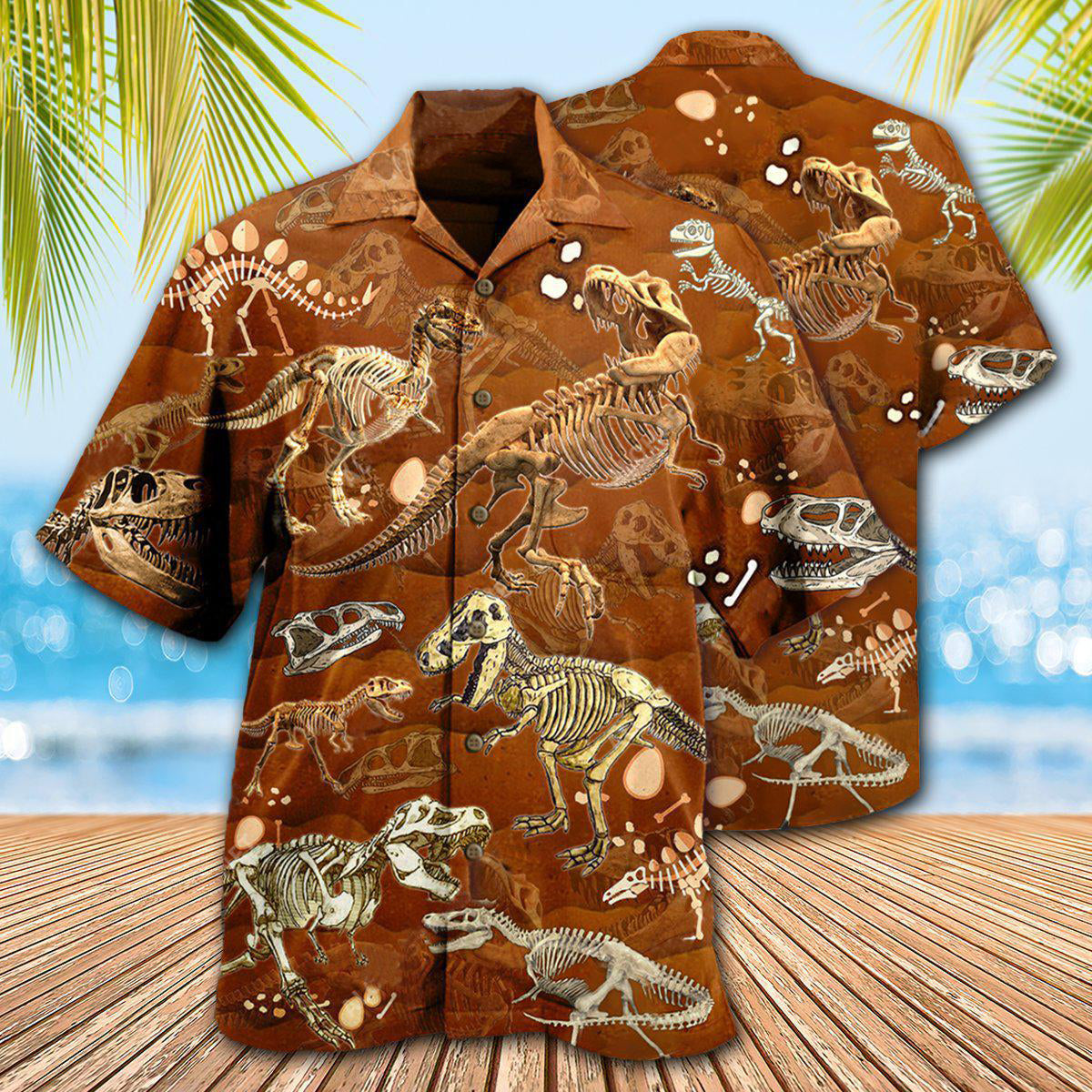 Dinosaur T-Rex Skull Vintage - Hawaiian Shirt 