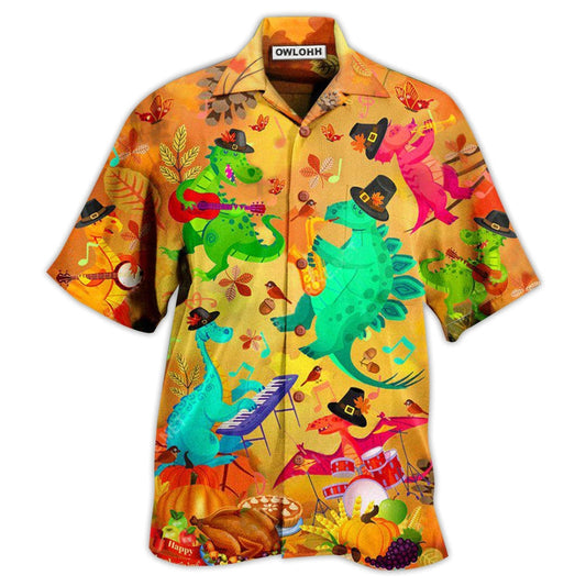 Hawaiian Shirt / Adults / S Dinosaur Funny Thanksgiving - Hawaiian Shirt 
