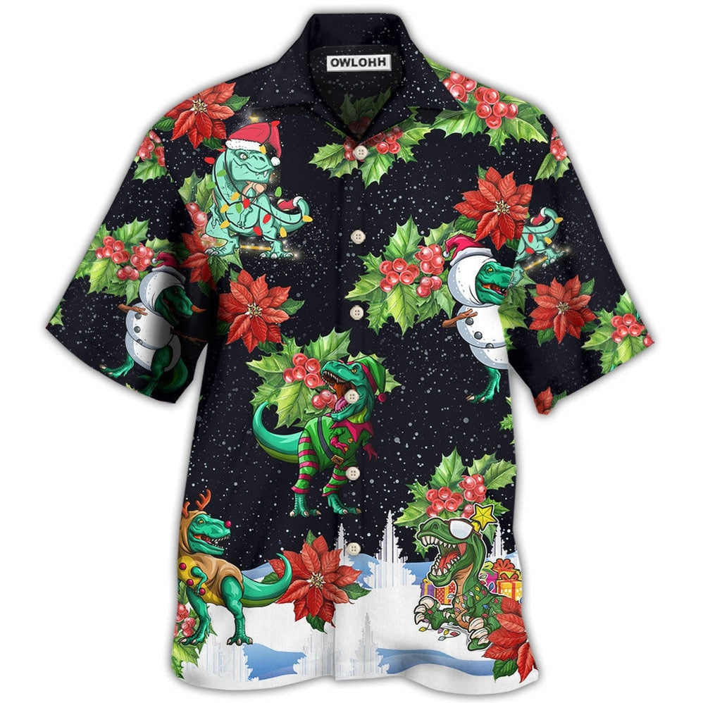 Hawaiian Shirt / Adults / S Dinosaur Bright In Merry Night Xmas - Hawaiian Shirt 