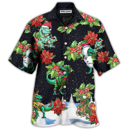 Hawaiian Shirt / Adults / S Dinosaur Bright In Merry Night Xmas - Hawaiian Shirt 
