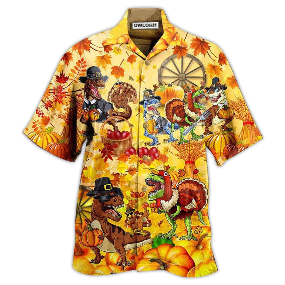 Hawaiian Shirt / Adults / S Dinosaur Happy Trexgiving Fall - Hawaiian Shirt 