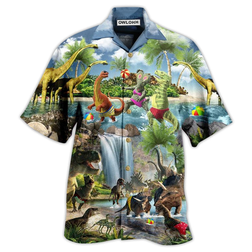 Hawaiian Shirt / Adults / S Dinosaur Love Swimming Love Beach Love Summer - Hawaiian Shirt 