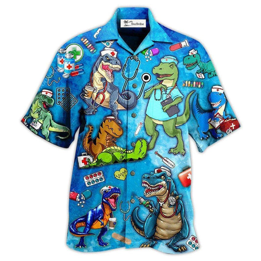 Hawaiian Shirt / Adults / S Dinosaur Sorry The Nice Nurse Is On Vacation - Hawaiian Shirt 