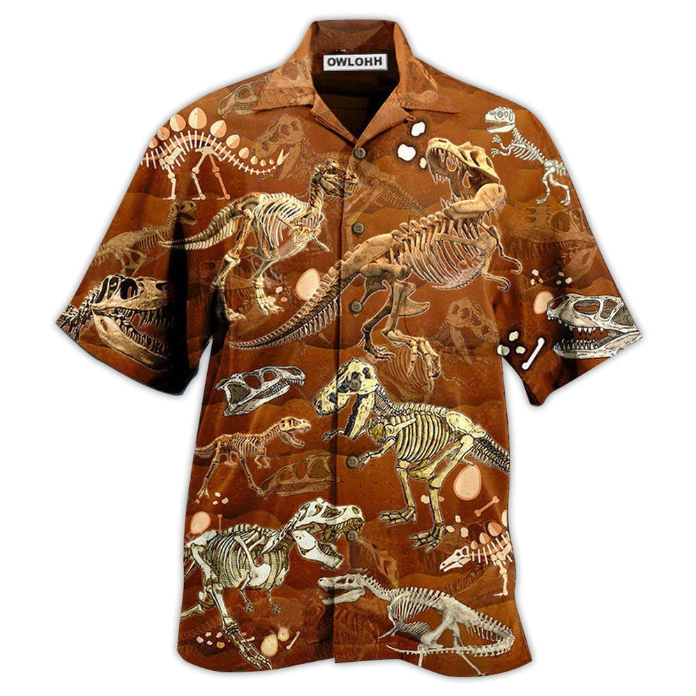 Hawaiian Shirt / Adults / S Dinosaur T-Rex Skull Vintage - Hawaiian Shirt 