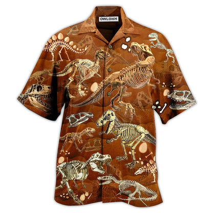 Hawaiian Shirt / Adults / S Dinosaur T-Rex Skull Vintage - Hawaiian Shirt 