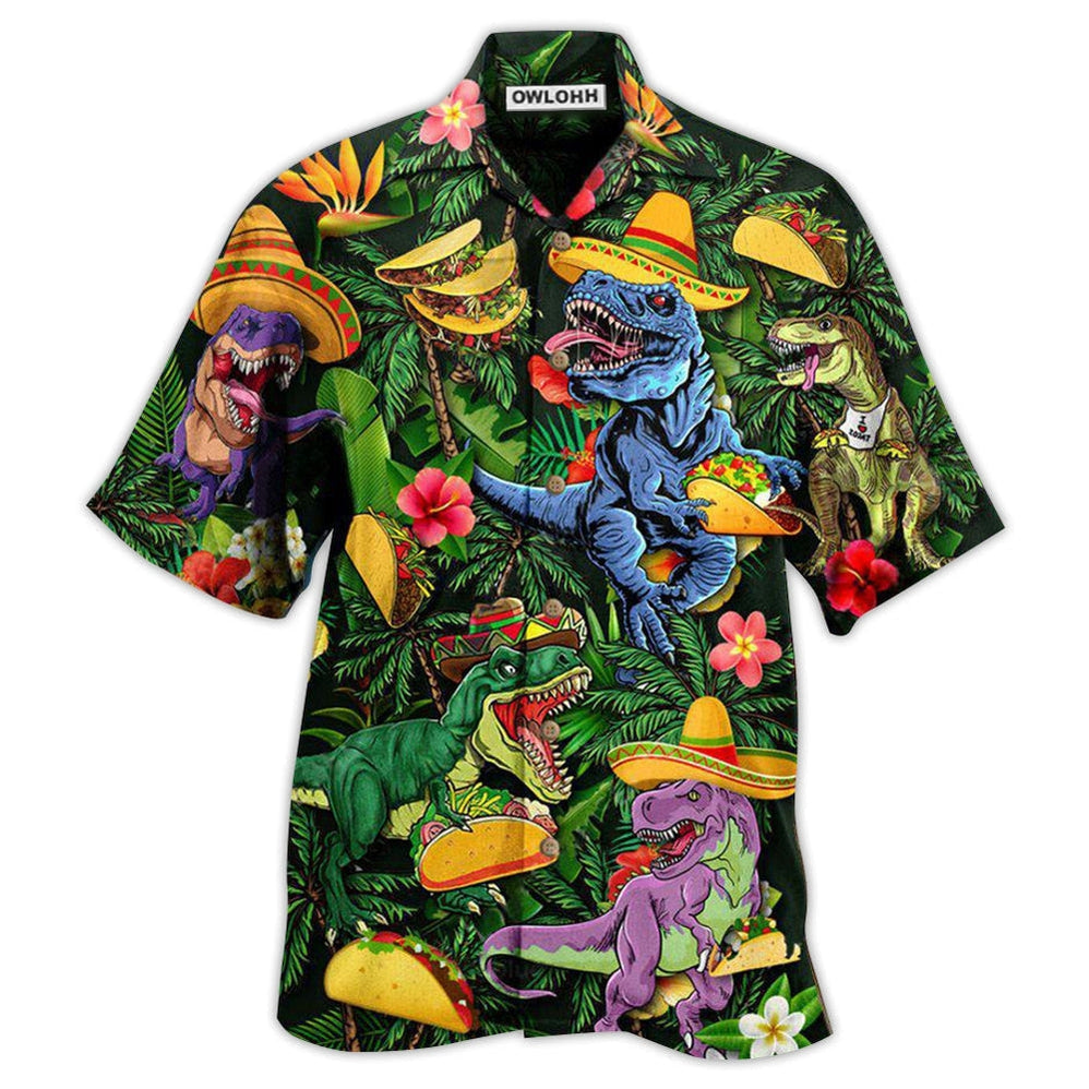 Hawaiian Shirt / Adults / S Dinosaur Taco Funny T-rex - Hawaiian Shirt 