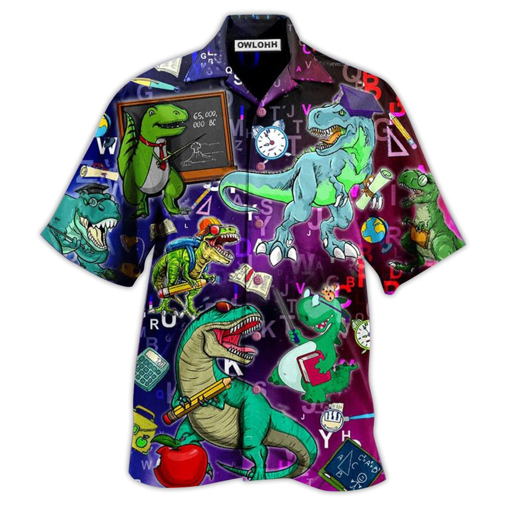 Hawaiian Shirt / Adults / S Dinosaur Teaching Is Like A Walk - Hawaiian Shirt 