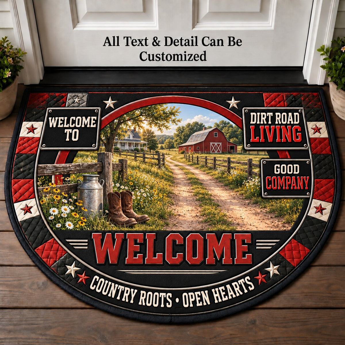 Dirt Road Living Personalized Half Round Mat | 5To9Vibe