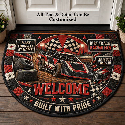 Dirt Track Racing Fan Personalized Half Round Mat | 5To9Vibe