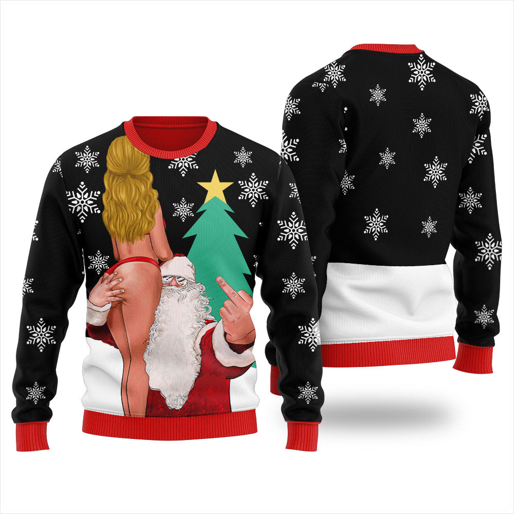 Dirty Santa With Sexy Girl Men's Ugly Sweater