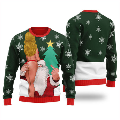 Dirty Santa With Sexy Girl Men's Ugly Sweater