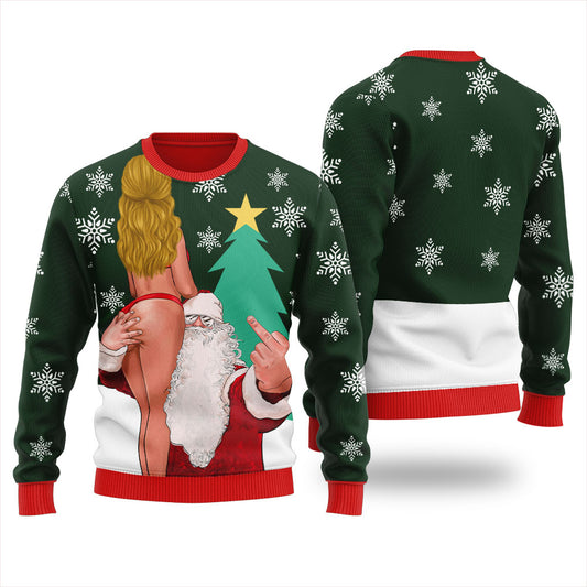 Dirty Santa With Sexy Girl Men's Ugly Sweater