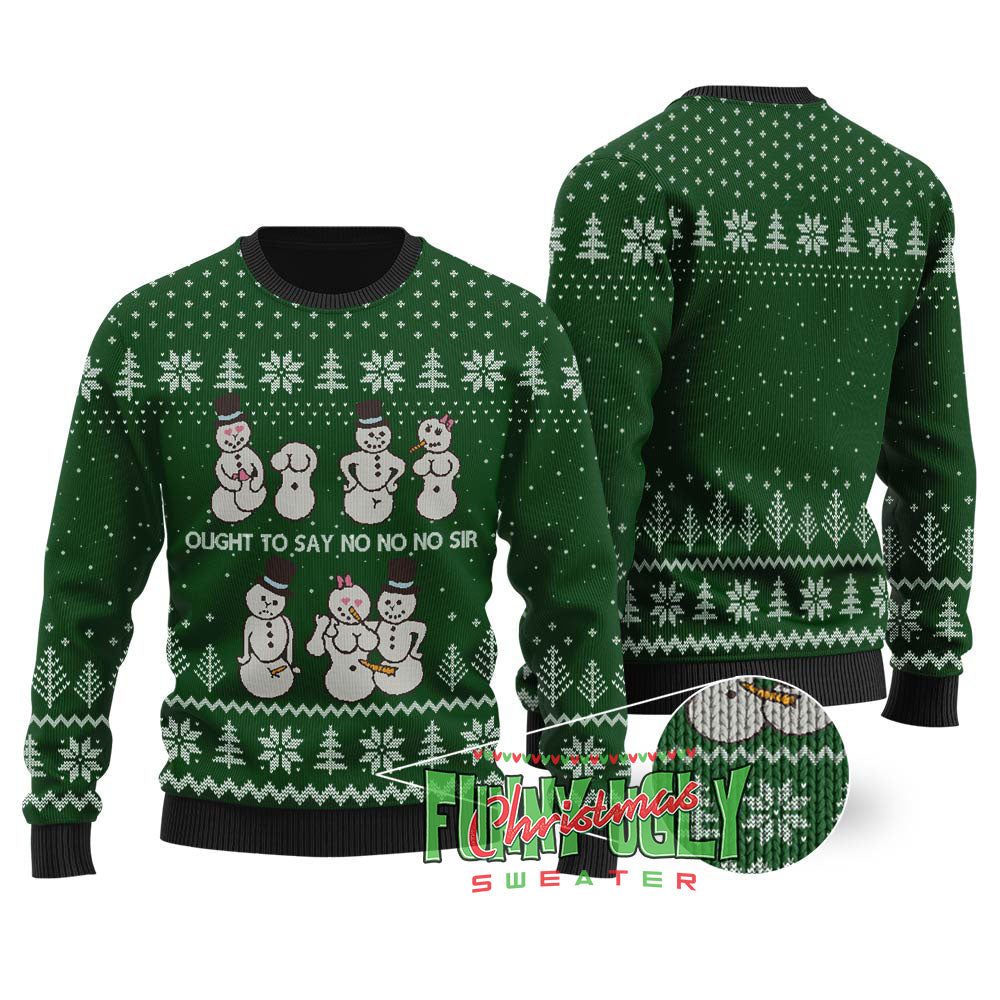 Dirty Snowman Ugly Christmas Sweater Forest Green