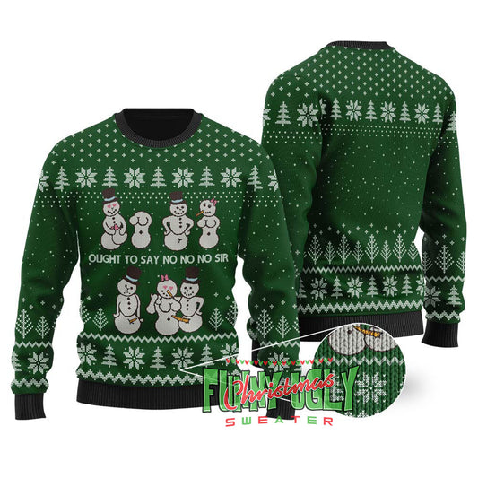 Dirty Snowman Ugly Christmas Sweater Forest Green