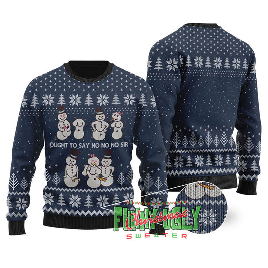 Dirty Snowman Ugly Christmas Sweater Navy
