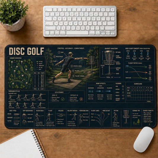 Disc Golf Sports Visual Guide Desk Mat | 5To9Vibe