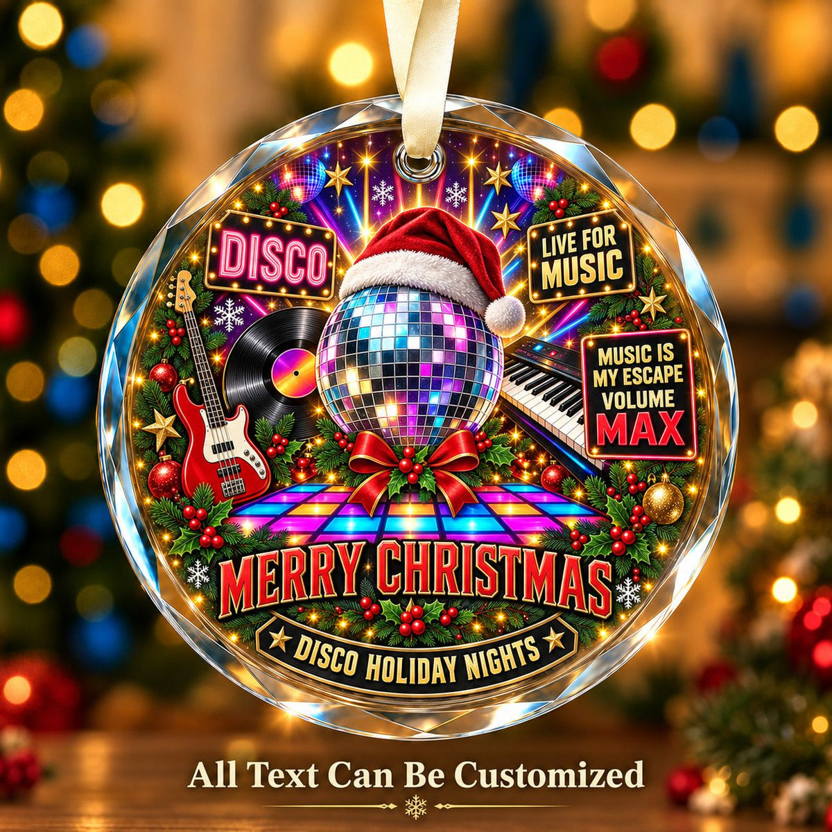 Disco Personalized Glass Ornament | 5To9Vibe