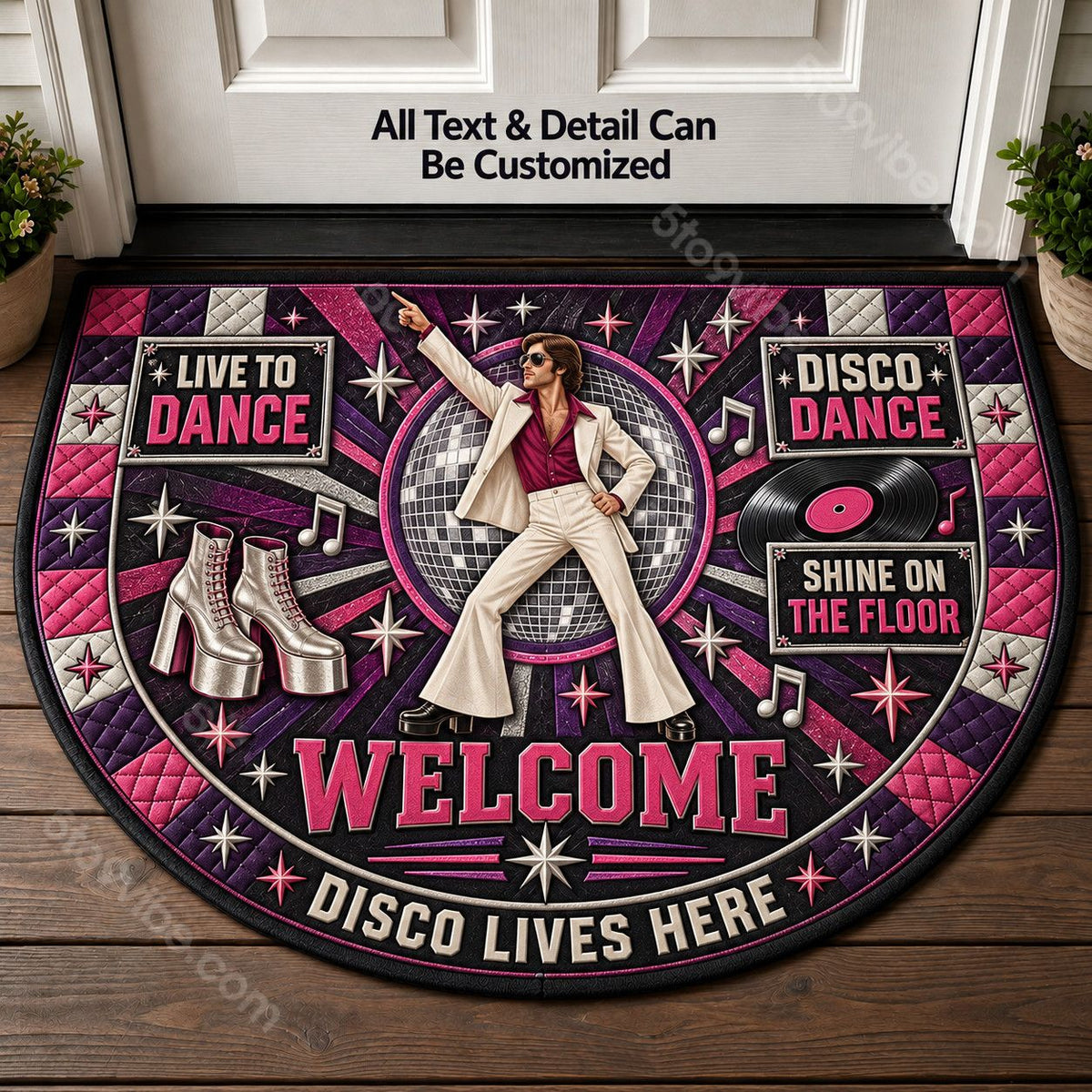 Disco Dance Personalized Half Round Mat | 5To9Vibe