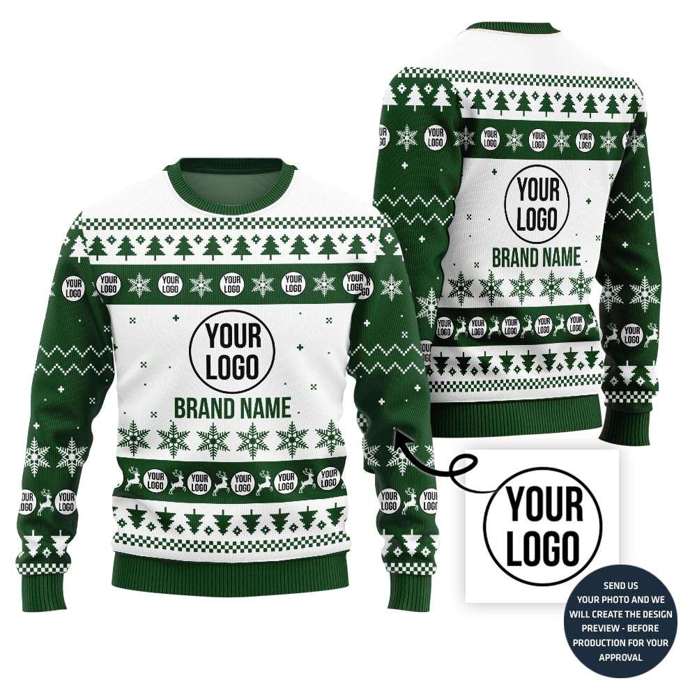 Distinctive Custom Brand Logo And Text Christmas Sweater
