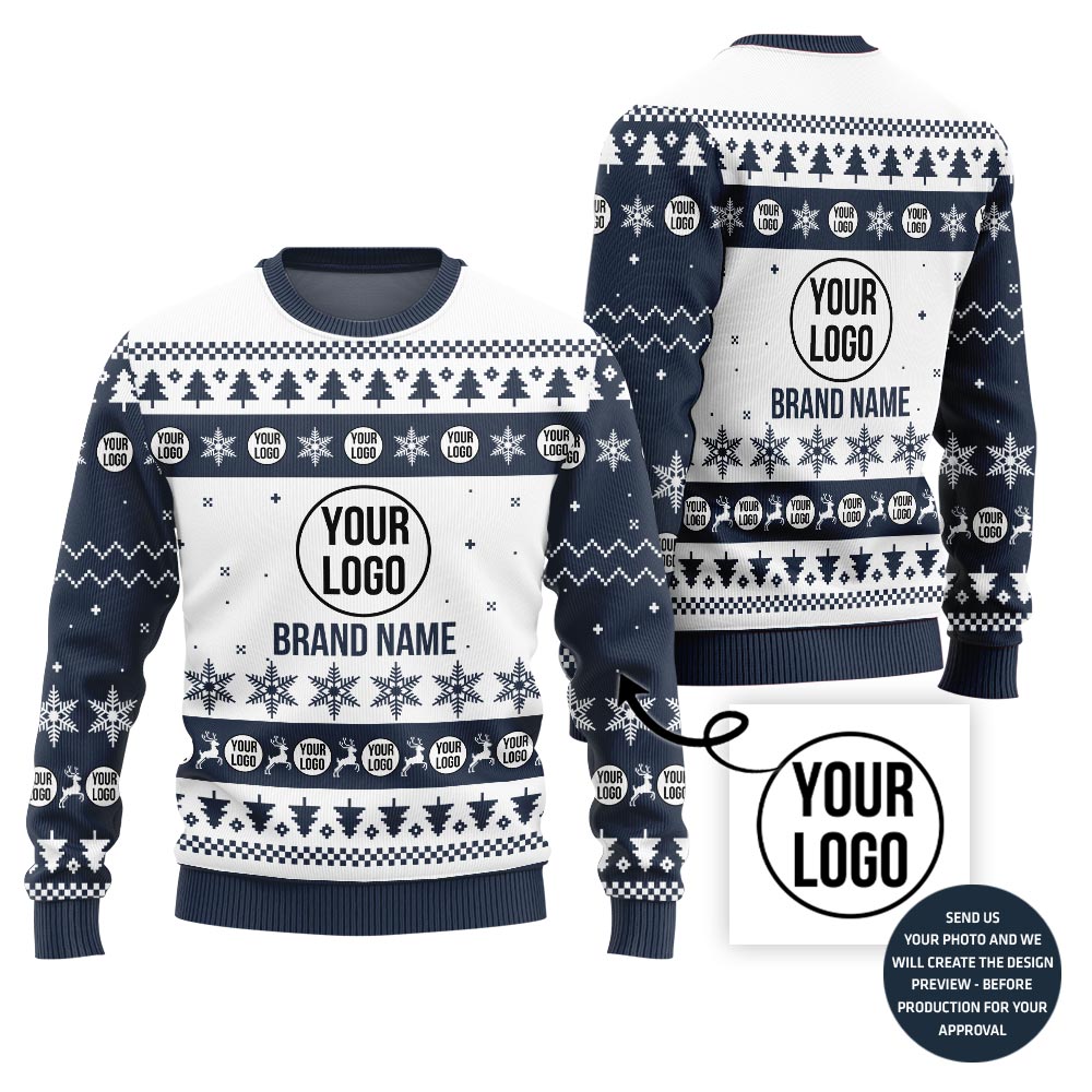 Distinctive Custom Brand Logo And Text Christmas Sweater