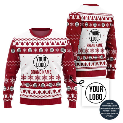 Distinctive Custom Brand Logo And Text Christmas Sweater