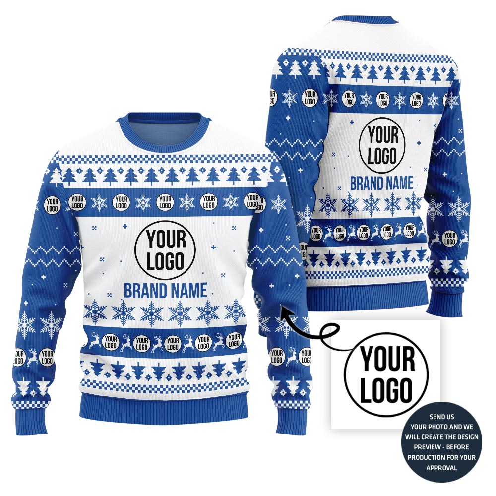 Distinctive Custom Brand Logo And Text Christmas Sweater