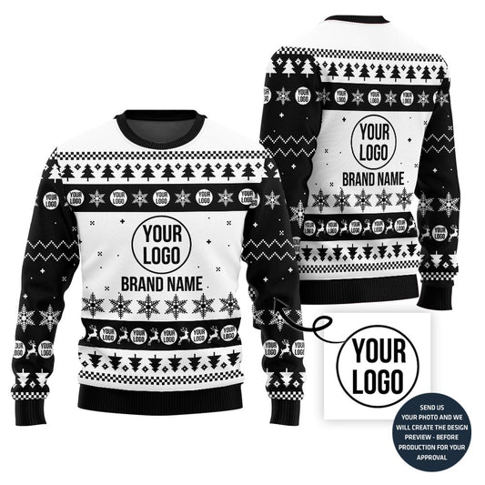 Distinctive Custom Brand Logo And Text Christmas Sweater