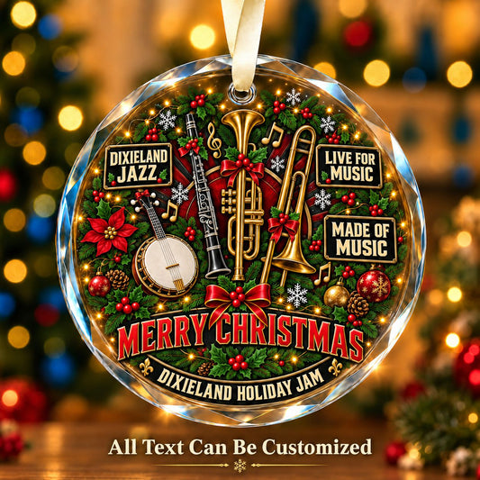 Dixieland Jazz Personalized Glass Ornament | 5To9Vibe