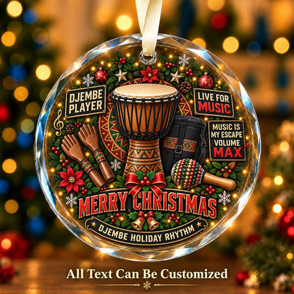 Djembe Player Personalized Glass Ornament | 5To9Vibe