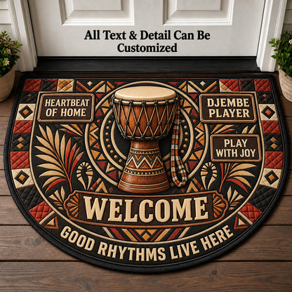 Djembe Player Personalized Half Round Mat | 5To9Vibe