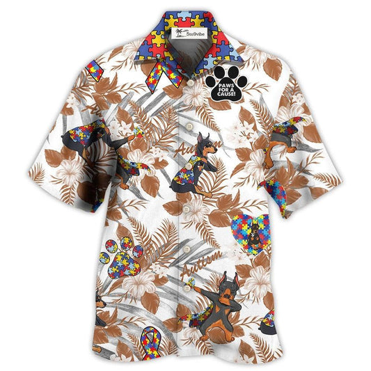 Hawaiian Shirt / Adults / S Doberman Autism With Serious Style - Hawaiian Shirt 
