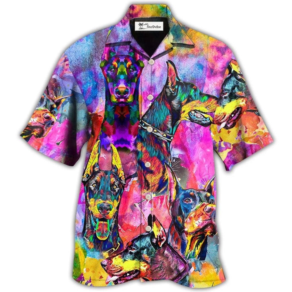 Hawaiian Shirt / Adults / S Doberman Colorful Painting So Cool - Hawaiian Shirt 