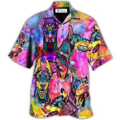 Hawaiian Shirt / Adults / S Doberman Colorful Painting So Cool - Hawaiian Shirt 