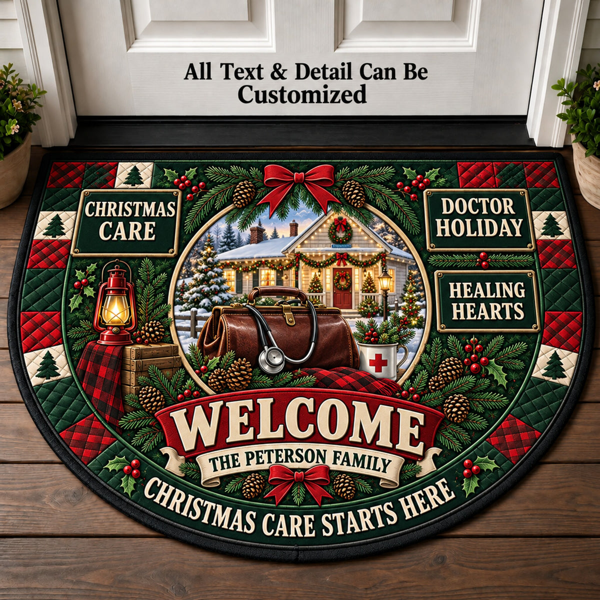 Doctor Christmas Personalized Half Round Mat | 5To9Vibe