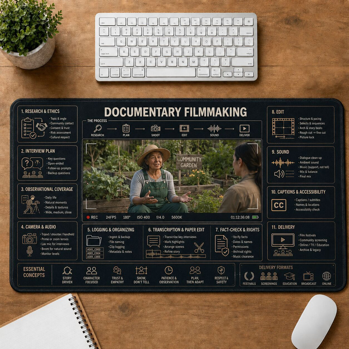 Documentary Filmmaking Creative Reference Guide Desk Mat | 5To9Vibe