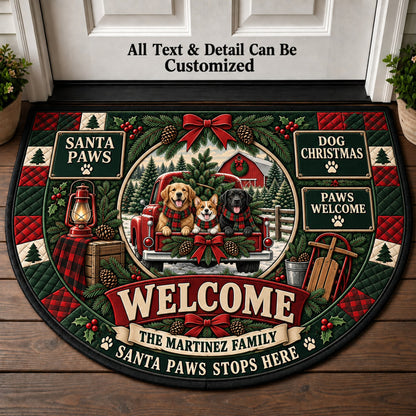 Dog Family Christmas Personalized Half Round Mat | 5To9Vibe